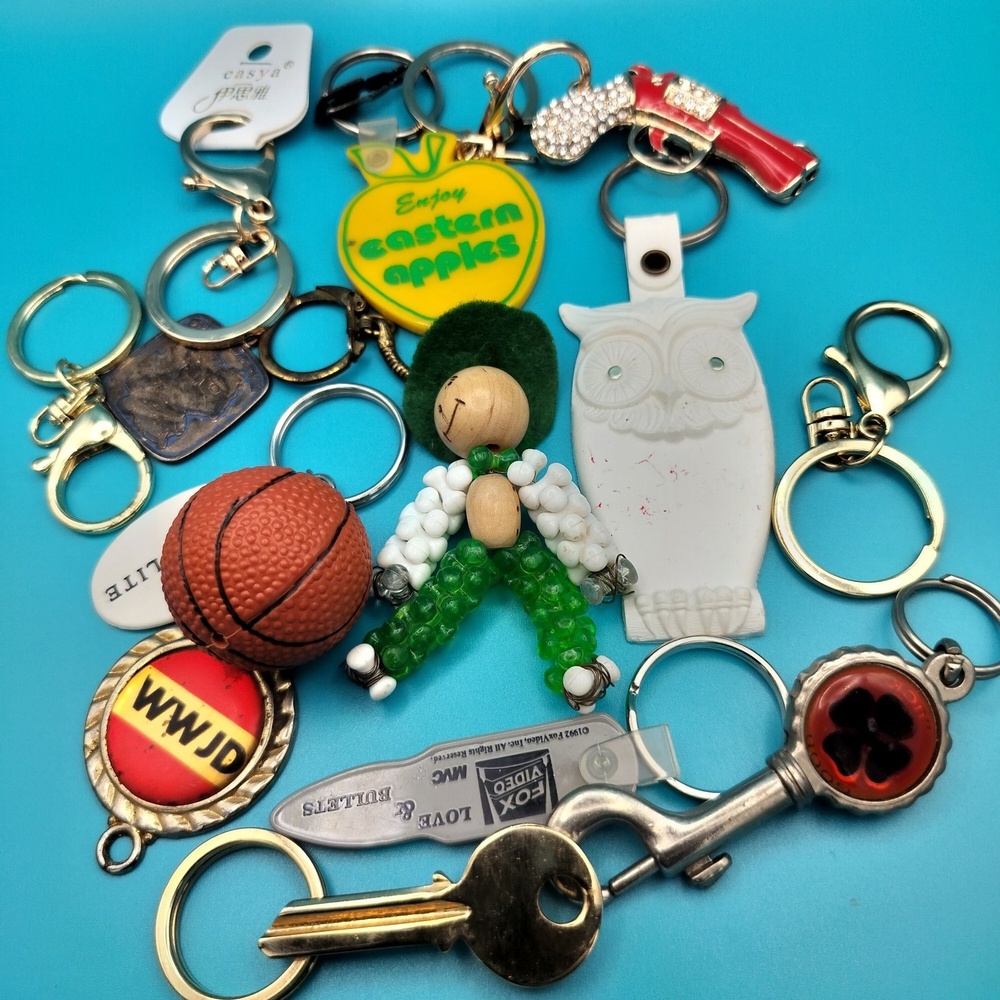 Lot of 13 Vintage Keychains Mixed Styles Novelty Souvenir Collectible Set